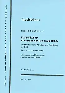 DSS-Arbeitspapiere, Institut für Konversion, H.&nbsp;38,&nbsp;1997,&nbsp;Umschlag.