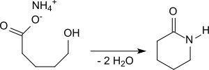 δ-Valerolactam durch Cyclisierung von Ammonium-5-hydroxypentansäure