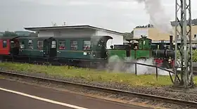 Zug der Dampfkleinbahn Bad Orb–Wächtersbach im Bahnhof Wächtersbach