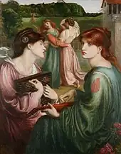 Rossetti: The Bower Meadow (1872), Marie Spartali Stillman (links) und Alexa Wilding