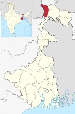 Positionskarte des Distrikts Darjeeling