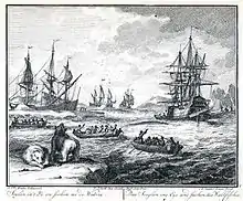Das Segeln ins Eis und Suchen des Wallfisches