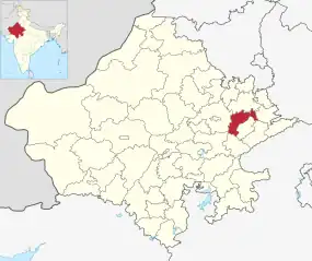 Positionskarte des Distrikts Dausa