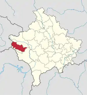 Lage der Gemeinde Deçan im Kosovo (anklickbare Karte)