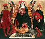 Himmelfahrtsmadonna mit St Minias and St Julian von Andrea del Castagno, 1449–50, in der Gemäldegalerie (Berlin)