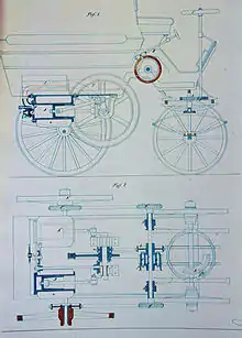 Patentzeichnung von Édouard Delamare-Deboutteville (1884)