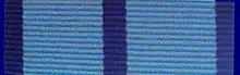 Gewebtes Band mit Blau-Weißer Streifung.