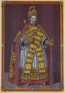 Kaiser Sigismund im Krönungsornat, Kupferstich von Johann Adam Delsenbach