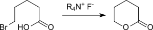 Cyclisierung von 5-Bromvaleriansäure zu delta-Valeolacton