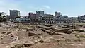 Blick nach Osten über das Demeter- und Kore­heiligtum im archäo­logischen Areal der Piazza della Vittoria