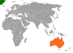Lage von Australien und Dänemark