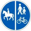D26.3: Getrennter Reit-, Geh- und Radweg (Reitweg links, Rad- und Gehweg rechts)