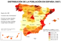 Bevölkerungsdichte in Spanien 1857