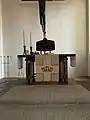 Der Altar der St.-Petri-Kirche (Neu Darchau) von vorne.