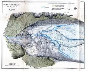 Der Ober-Sulzbach-Gletscher nach den Originalaufnahmen von E. Richter 1880 und 1882.