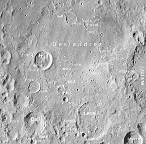 Lexell (unten rechts) und Umgebung (LROC-WAC)