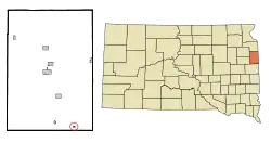 Lage von Astoria im Deuel County (links) und in South Dakota (rechts)
