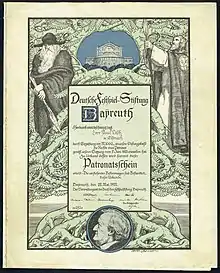 Patronatsschein der Deutschen Festspiel-Stiftung vom 22. Mai 1922