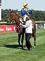 Nach dem Rennen mit Jockey Filip Minarik