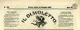 Diavoletto, Zeitungskopf vom 18. Dezember 1858, und Il Novelliere 1857 Nr. 16 (Beilage)