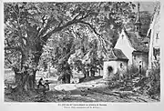 Der Blick von der Loretto-Capelle bei Freiburg im Breisgau. Holzschnitt von Richard Püttner (1875)