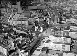 „Wiederaufgebaute“ (faktisch neuerrichtete) Innenstadt der DDR: Karl-Marx-Stadt (Foto 1977)