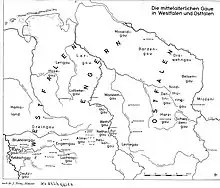 Die mittelalterliche Gaue in Westfalen und Ostfalen