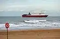 Kennzeichnung des Schwimmverbots (hier am Eingang zum Hafen von Ostende)