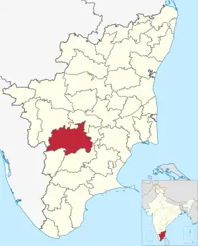 Positionskarte des Distrikts Dindigul