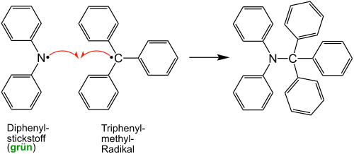 Reaktion des Diphenylstickstoff-Radikals mit dem Thiphenylmethan-Radikal