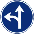 R-403aVorgeschriebene Fahrtrichtung – geradeaus und links