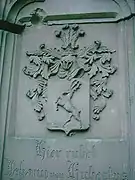 Detail mit Familien­wappen Hubertus
