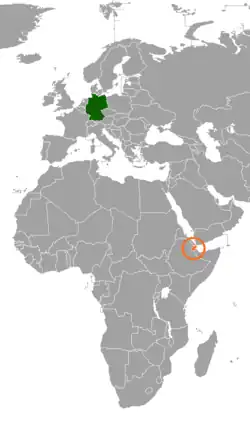 Lage von Deutschland und Dschibuti