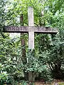 Holzkreuz an dem Ort, an dem der pommersche Herzog Barnim II. 1295 getötet worden sein soll.