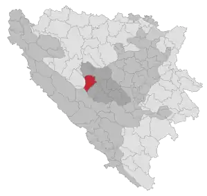 Lage der Gemeinde Donji Vakuf in Bosnien und Herzegowina (anklickbare Karte)