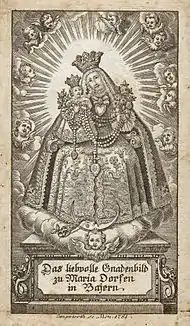 li. Gnadenbild Maria Dorfen, Stich, 1781, re. Abbild des „Urbildes“ in der Hilgerkapelle