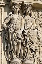 Vorbild für die Düsseldorfer Figuren waren die Figuren des Pavillon Sully (de l’Horloge), Louvre.