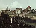 Die Saturnbastei mit dem Wilschen Tor von Canaletto, im Hintergrund das Adamsche Haus.