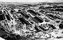 Thüringer, Magdeburger und Dresdner Bahnhof um 1862