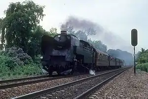 DSB S 736 mit Sonderzug auf der Küstenbahn (1973)