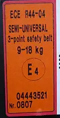 ECE-R 44 Prüfsiegel