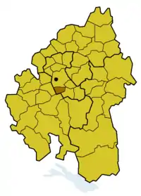 Lage des Kirchenbezirks Bernhausen innerhalb der Evang. Landeskirche in Württemberg