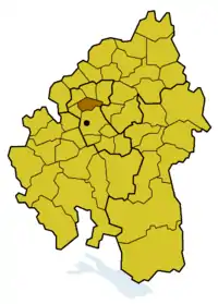 Lage des Kirchenbezirks Ludwigsburg innerhalb der Evang. Landeskirche in Württemberg