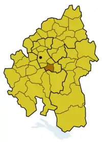 Lage des Kirchenbezirks Nürtingen innerhalb der Evang. Landeskirche in Württemberg