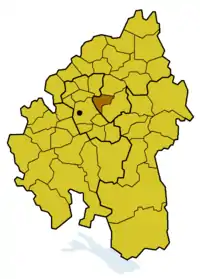 Lage des Kirchenbezirks Waiblingen innerhalb der Evang. Landeskirche in Württemberg