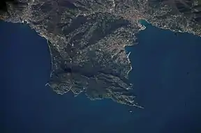 Satellitenaufnahme vom Naturpark Portofino