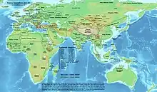 Karte von Eurasien mit den verschiedenen Staaten