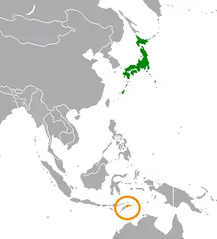 Lage von Japan und Osttimor