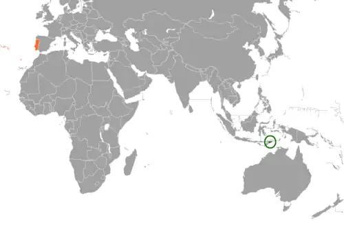 Lage von Osttimor und Portugal