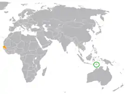 Lage von Osttimor und Senegal